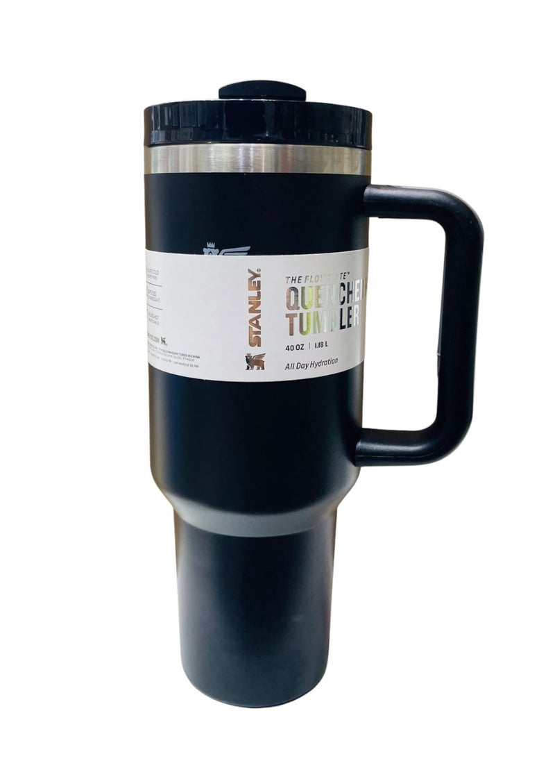Stanley 40 Oz Vacuum Insulated Tumbler Mug with Handle & Straw Lid – Leakproof Travel Cup – Black