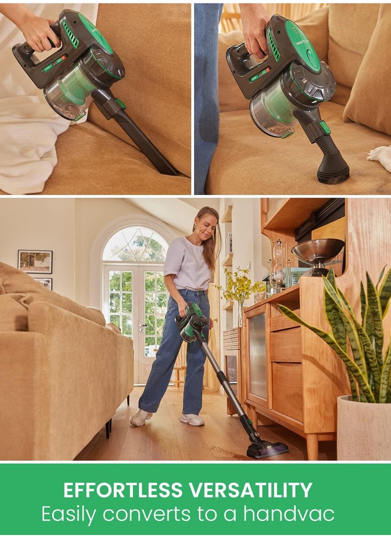 Blitz V8 Cordless Vacuum Cleaner with Removable Battery, 20 KPa Suction Power for Hardwood Floors, Up to 35 Minutes Running Time, Green