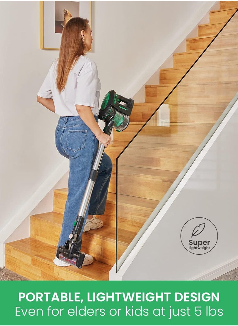 Blitz V8 Cordless Vacuum Cleaner with Removable Battery, 20 KPa Suction Power for Hardwood Floors, Up to 35 Minutes Running Time, Green