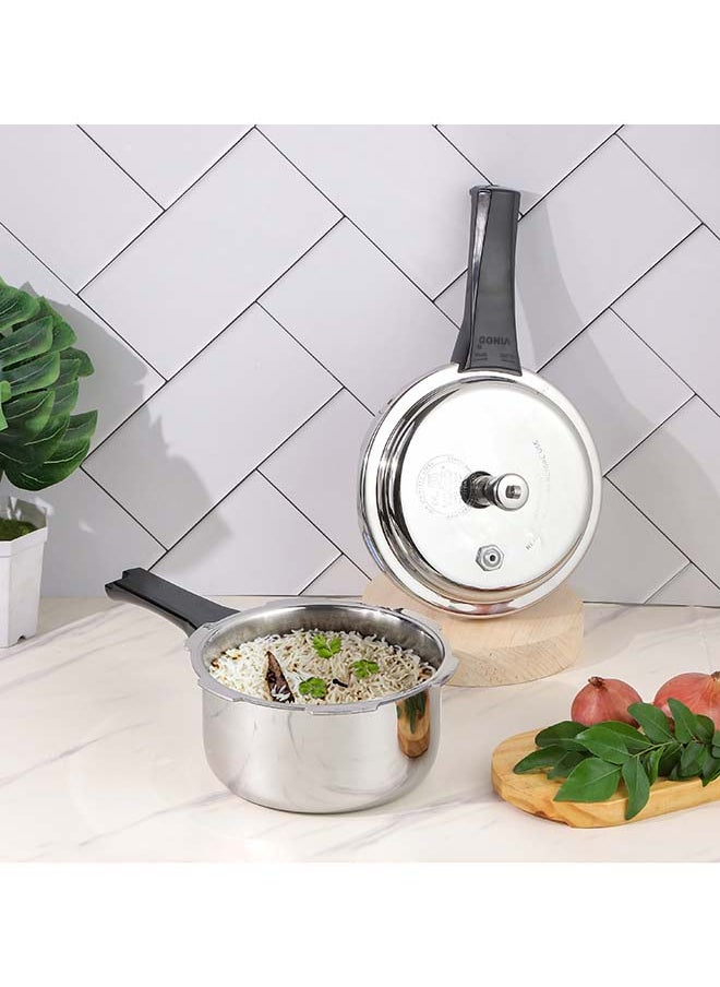 3Liters Vinod Platinum Triply Stainless Steel Outer Lid Pressure Cooker 3 Litre Capacity - ISI Certified, Silver, Induction Friendly, Pressure Cooker for Home Cooking Silver
