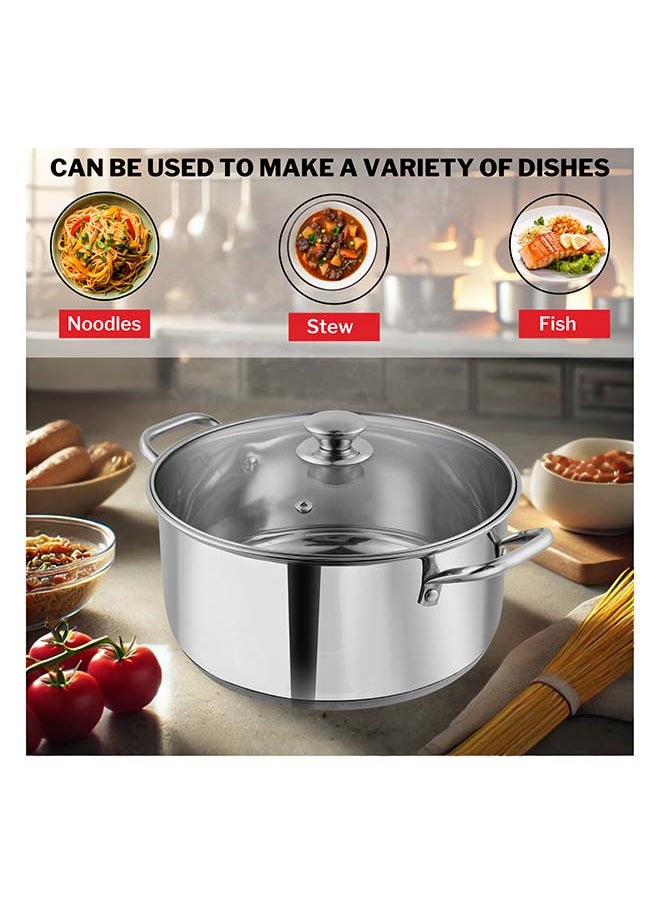 Vinod Roma Stainless Steel Saucepot with Glass Lid - 3 Litre, 20 cm | Sandwich Bottom | Rivetted Handle| Mirror Finish| Induction & Gas Base | 2 Year Warranty