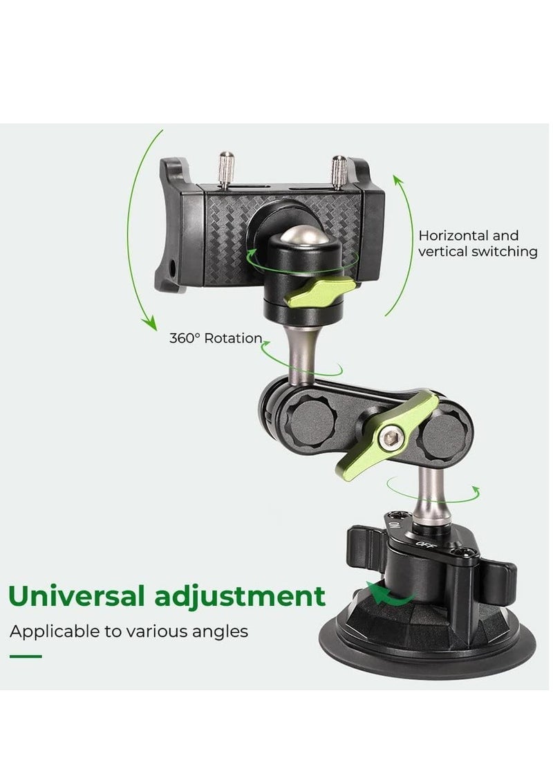 Car Phone Holder Mount with Strong Suction Cup – Extended Arm Design for Dashboard & Windshield Use – 360° Rotating Ball Joint for Universal Viewing – Compatible with iPhone, Samsung, Huawei, and All Smartphones – Stable, One-Hand Operation