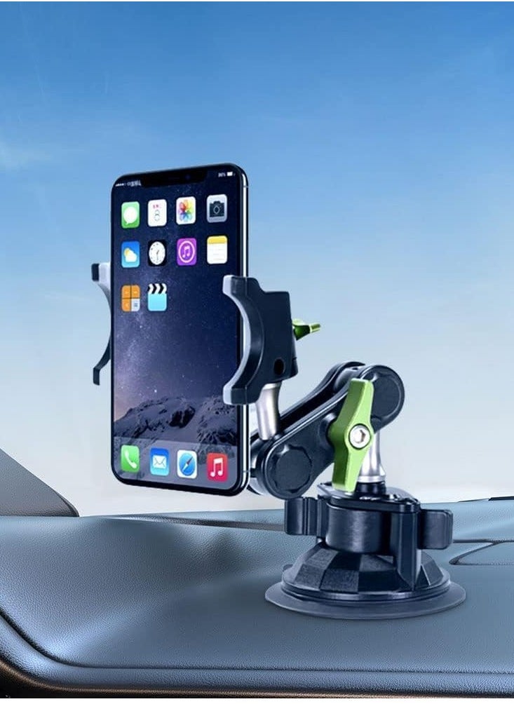 Car Phone Holder Mount with Strong Suction Cup – Extended Arm Design for Dashboard & Windshield Use – 360° Rotating Ball Joint for Universal Viewing – Compatible with iPhone, Samsung, Huawei, and All Smartphones – Stable, One-Hand Operation