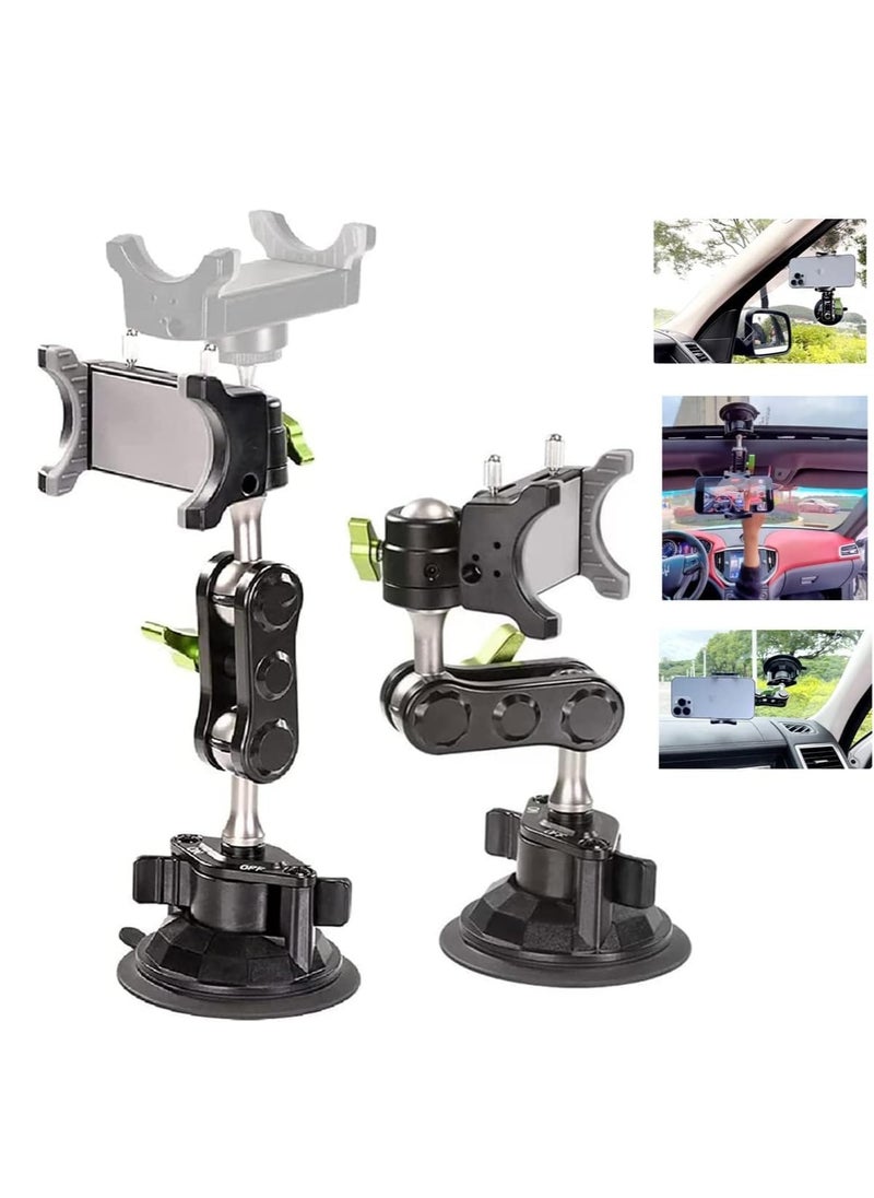 Car Phone Holder Mount with Strong Suction Cup – Extended Arm Design for Dashboard & Windshield Use – 360° Rotating Ball Joint for Universal Viewing – Compatible with iPhone, Samsung, Huawei, and All Smartphones – Stable, One-Hand Operation