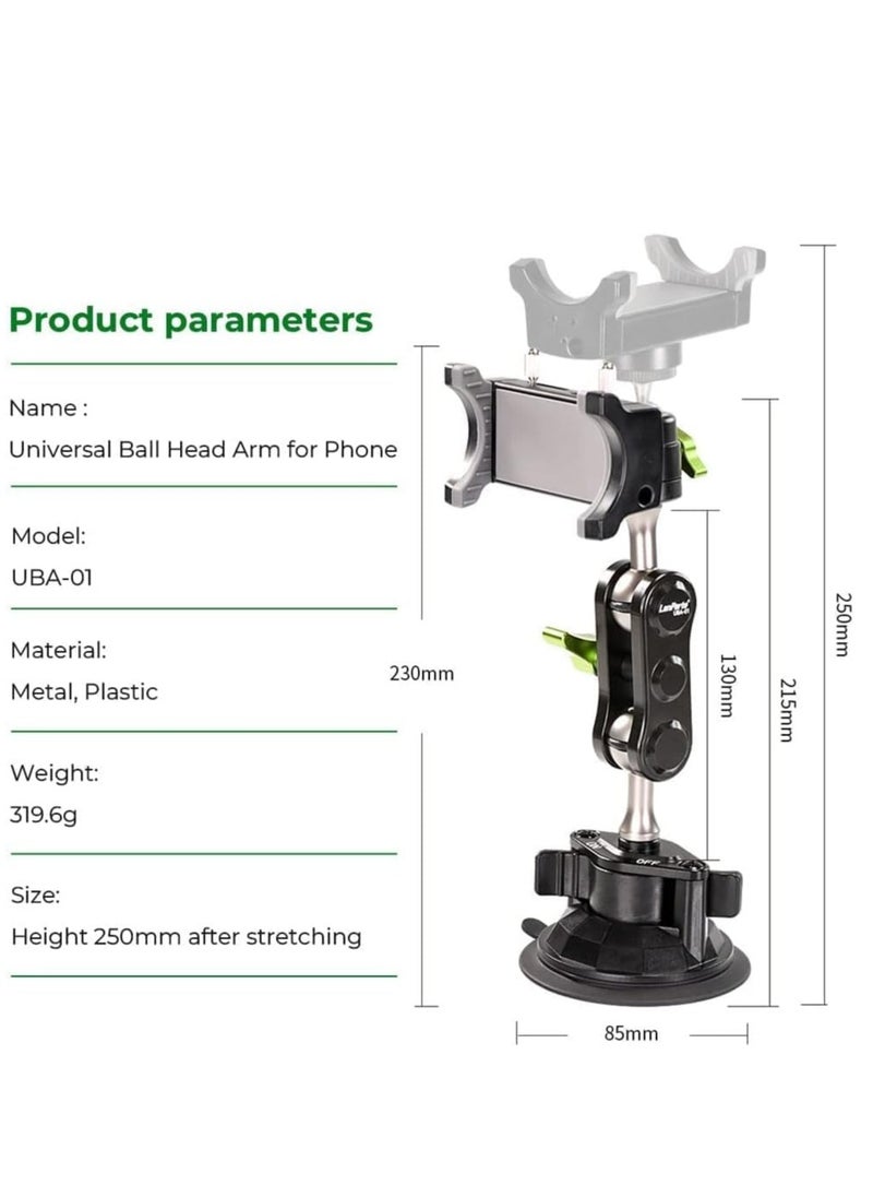 Car Phone Holder Mount with Strong Suction Cup – Extended Arm Design for Dashboard & Windshield Use – 360° Rotating Ball Joint for Universal Viewing – Compatible with iPhone, Samsung, Huawei, and All Smartphones – Stable, One-Hand Operation