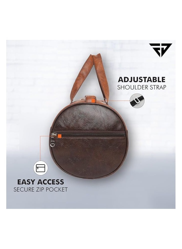 Fur Jaden Tan Leatherette Gym Bag for Men Women Boys Girls Travel Duffle Weekender Bag 23L