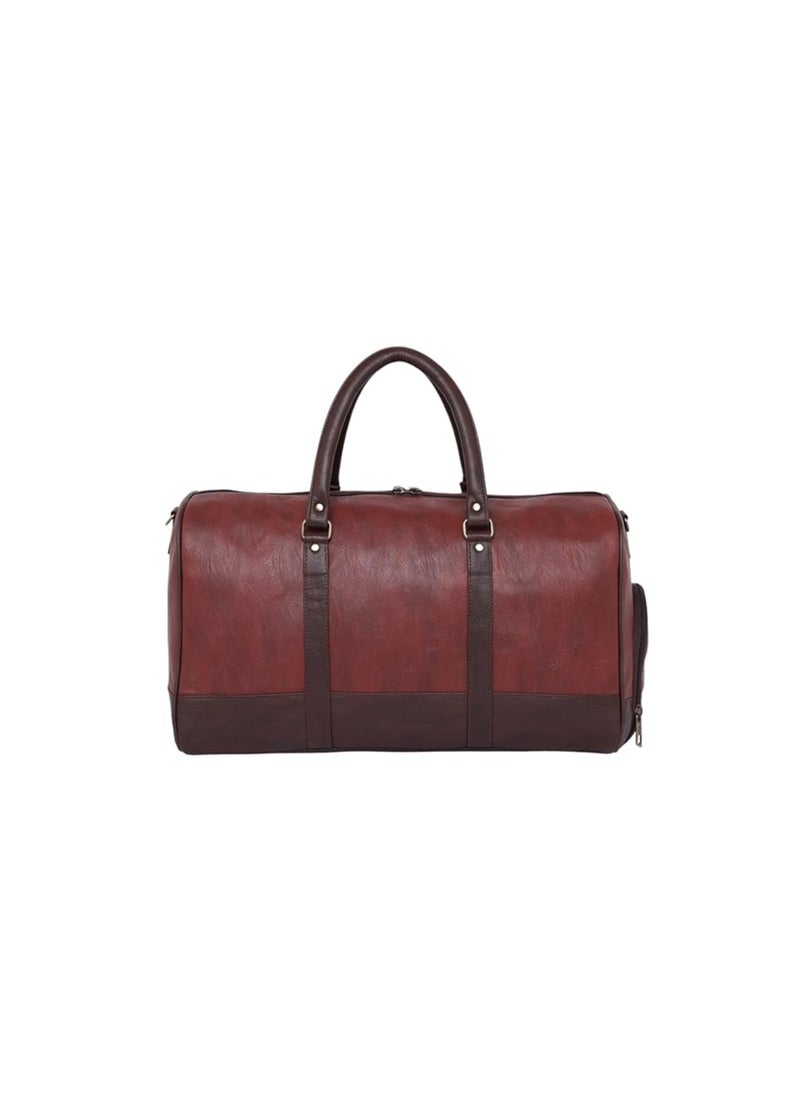 Fur Jaden Eco Conscious Vegan Leather Sustainable Duffle Bag 40L Travel Weekender Cabin Bag with External Shoe Compartment (Tan)