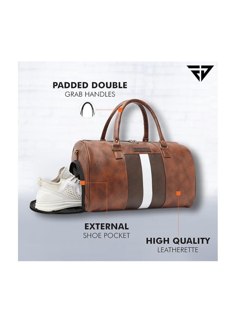 Fur Jaden Weekender Travel Duffle Bag with Separate Shoe/Laundry Compartment for Men & Women Made of Vegan Leather