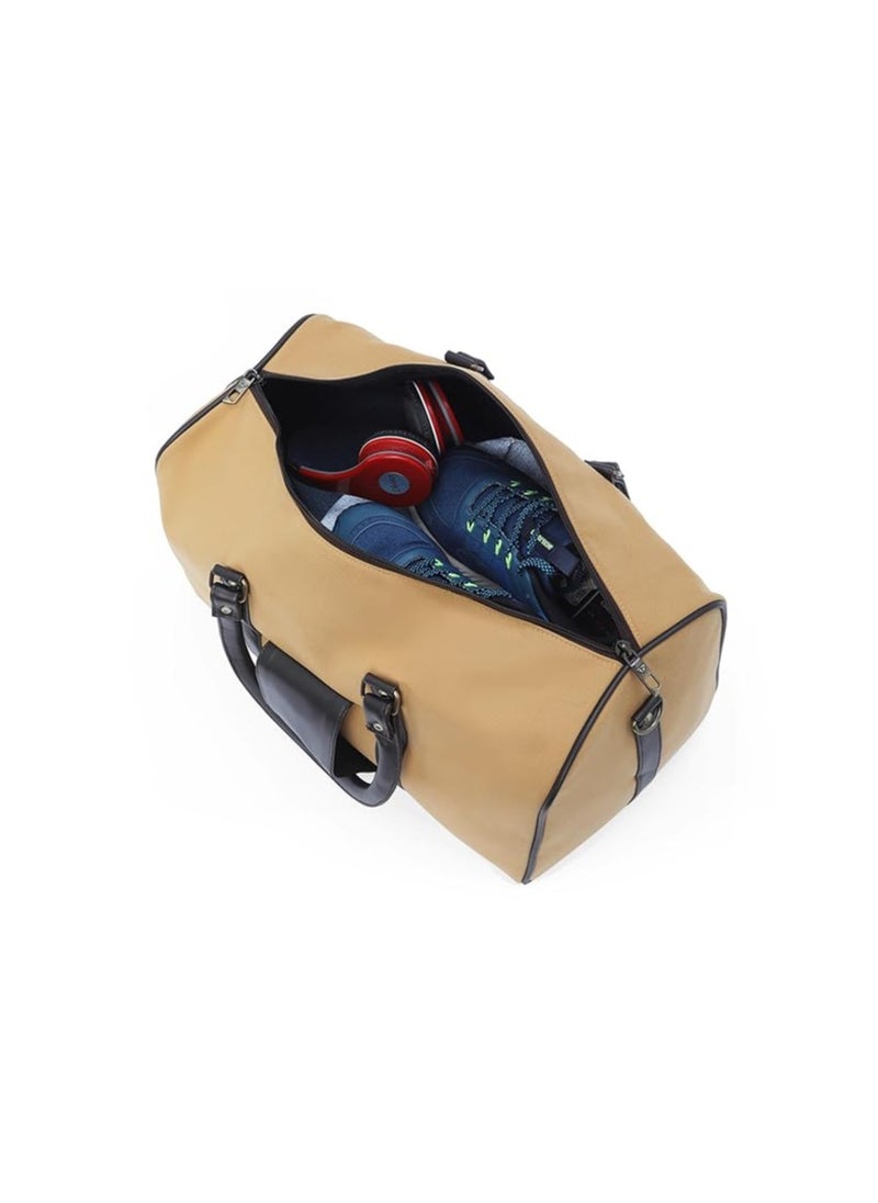 Fur Jaden Earth Friendly 35L Travel Duffle Bag Cabin Bag Made of Canvas Fabric Recycled from PET Bottles Weekender Bag for Men Women (Beige)