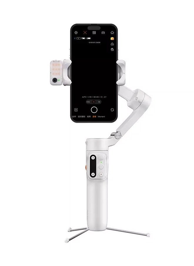 Hohem iSteady V3 Gimbal Stabilizer for Smartphone, 3-Axis Stabilization with AI Tracker, Detachable Remote Control, Built-in Extension Pole and Tripod, Portable and Foldable, Video Recording, White