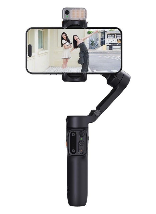 hohem iSteady V3 Gimbal Stabilizer for Smartphone, AI Tracker Fill Light,Detached Remote,Built-in Tripod Extension Rod,2024 Upgraded 3-Axis Phone Gimbal Foldable Stabilizer for iPhone Android(Black)