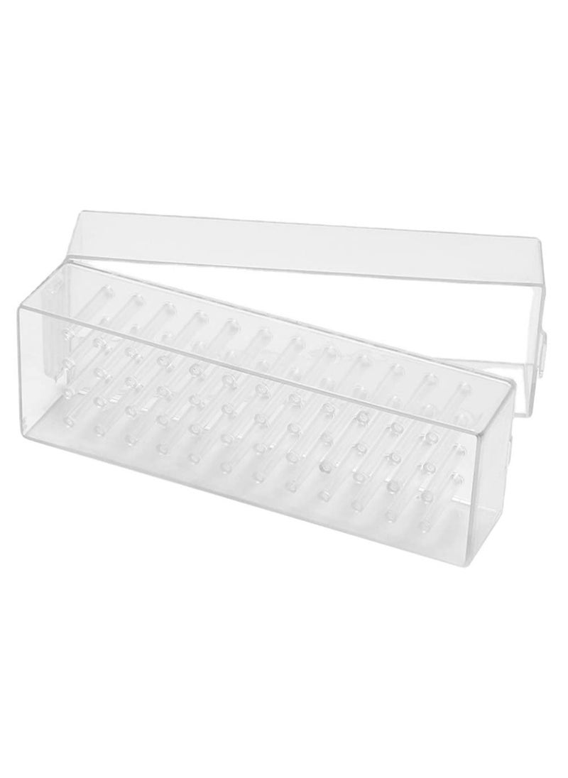 minkissy Nail Supplies Professional Nail Drill Bits Holder Storage Box 48 Holes Clear Displayer Organizer Plastic Nail Grinding Head Case Manicure Tools (Not Inlcude Drill Bits) Nail Art