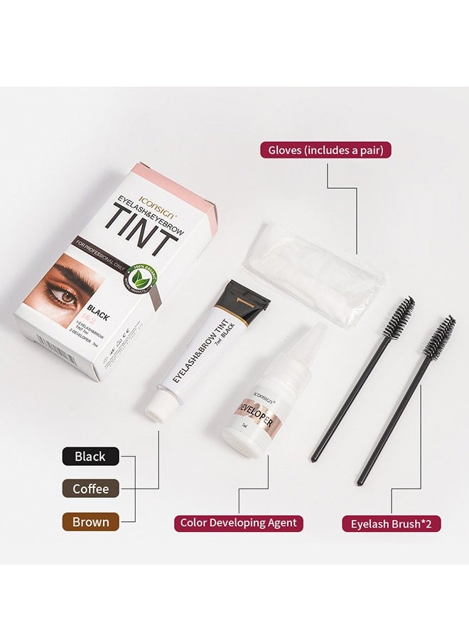 Eyelash Eyebrow Tint —Dye Kit, 2-In-1 Eyelash and Eyebrow, Semi Permanent Eyebrow Dye Cream 7ML - Brown