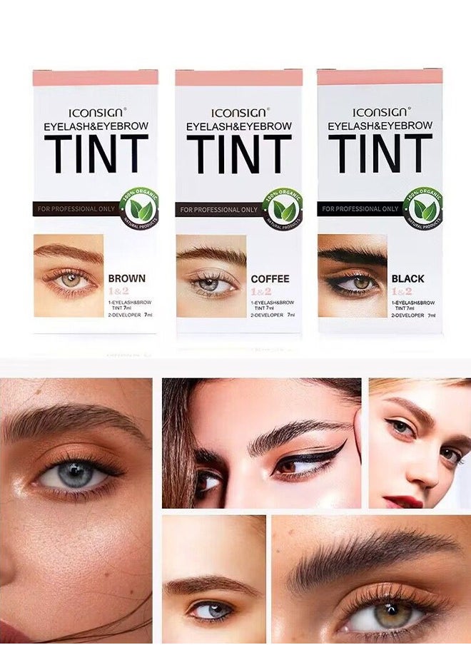 Eyelash Eyebrow Tint —Dye Kit, 2-In-1 Eyelash and Eyebrow, Semi Permanent Eyebrow Dye Cream 7ML - Brown