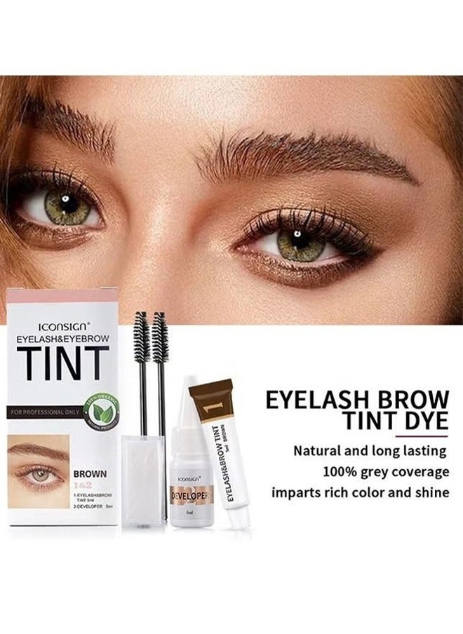 Eyelash Eyebrow Tint —Dye Kit, 2-In-1 Eyelash and Eyebrow, Semi Permanent Eyebrow Dye Cream 7ML - Brown
