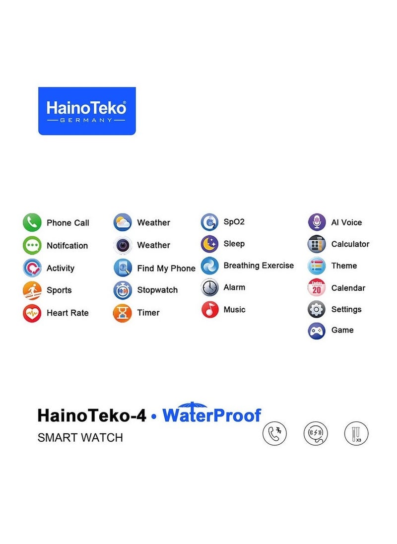 HainoTeko-4 GT4 Waterproof Smartwatch with Large Screen Round Shape AMOLED Display AI Voice Assistance