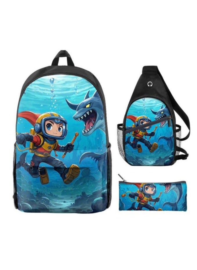 Universal cartoon new three-piece schoolbag - 1005