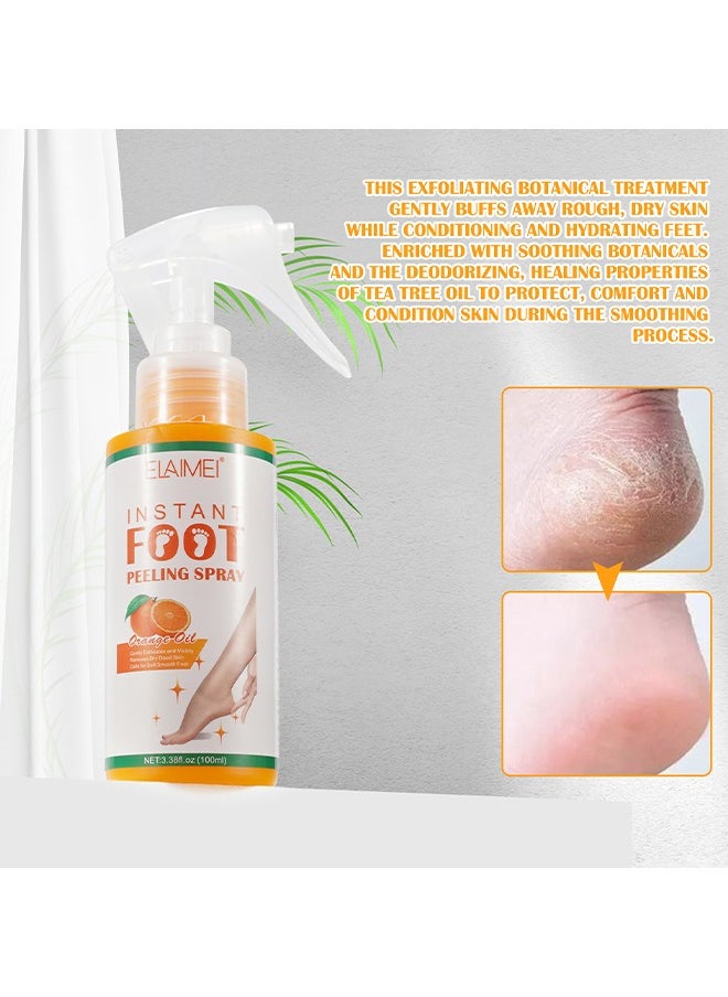 Instant Foot Peeling Spray-Instant Foot Peeling Spray For Remove Dead Skin, Pedicure Dead Skin Exfoliator For Cracked Rough Heels, Exfoliating Peeling And Calluses On Feet (Orange)