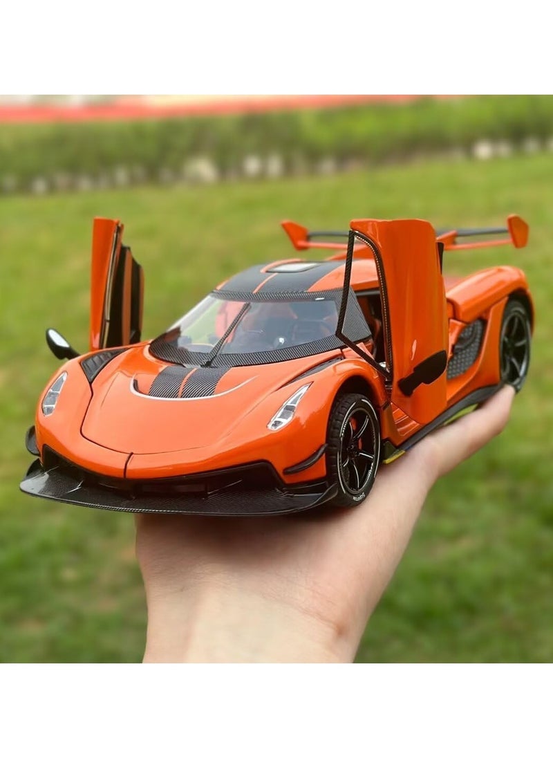 1:24 Koenigsegg Jesko Car Model, Diecast Collectible Pull Back Model Car with Sound and Light, Toy Gift Vehicles for Adults Kids Boys Girls
