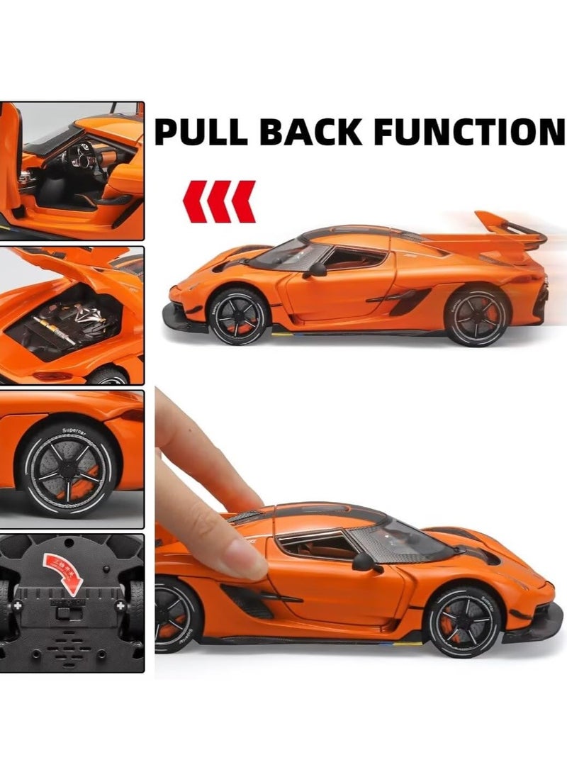 1:24 Koenigsegg Jesko Car Model, Diecast Collectible Pull Back Model Car with Sound and Light, Toy Gift Vehicles for Adults Kids Boys Girls