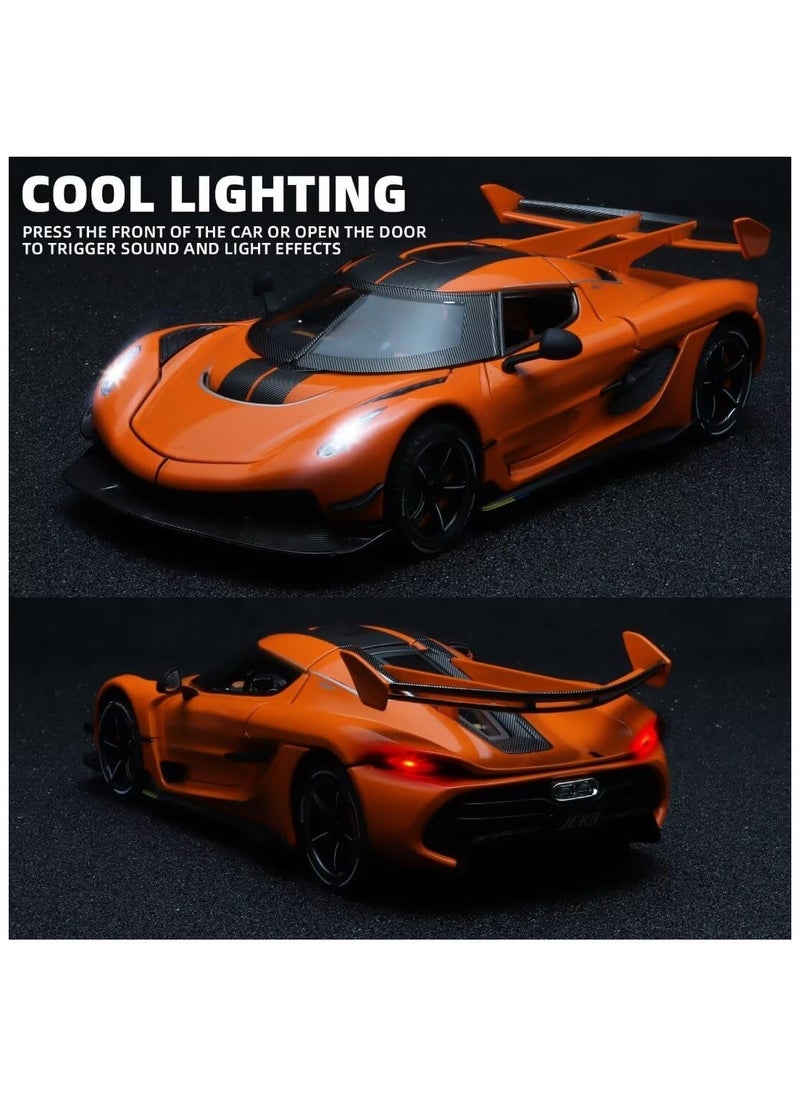 1:24 Koenigsegg Jesko Car Model, Diecast Collectible Pull Back Model Car with Sound and Light, Toy Gift Vehicles for Adults Kids Boys Girls