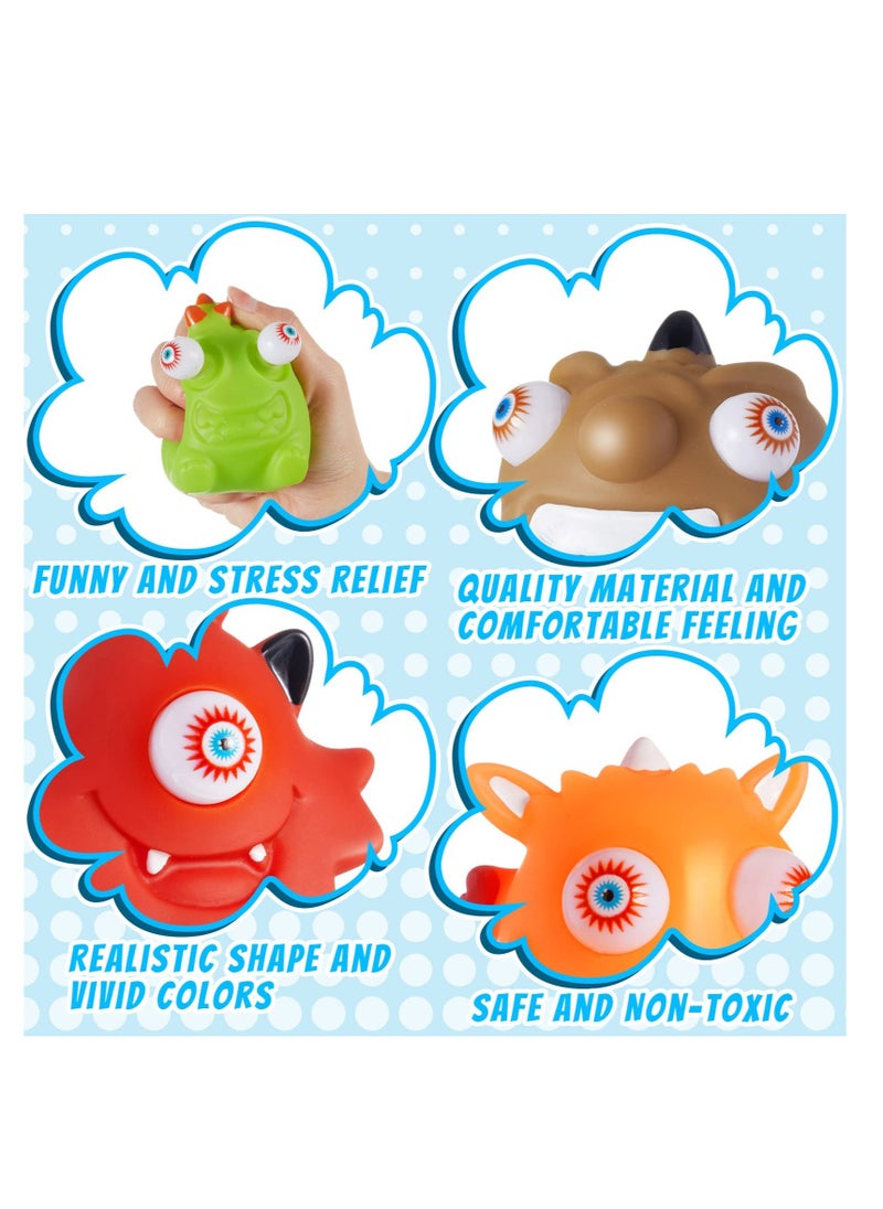 6 Pcs Stress Relief Toys, Squeeze Toys with Pop Out Eyes, Fun Squeeze Stress Relief Toys for Kids, Birthday Party Favors for Boys Girls