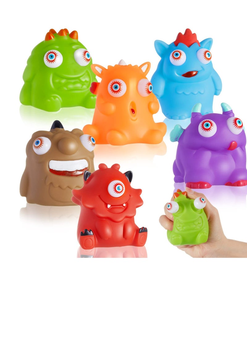 6 Pcs Stress Relief Toys, Squeeze Toys with Pop Out Eyes, Fun Squeeze Stress Relief Toys for Kids, Birthday Party Favors for Boys Girls