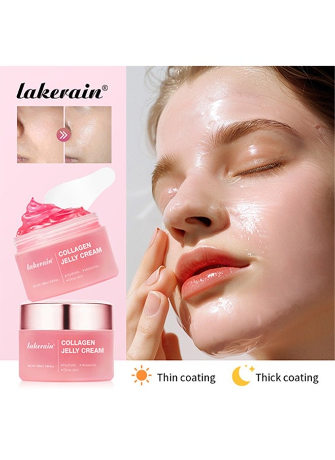 Collagen Jelly Cream—Niacinamide and Freeze,Dried Hydrolyzed Collagen,Boosts Skin's Barrier Hydration and Gives 24h Glow and Lifted Look,Korean Skincare