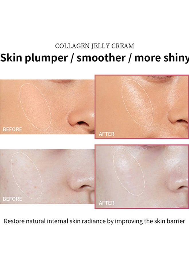 Collagen Jelly Cream—Niacinamide and Freeze,Dried Hydrolyzed Collagen,Boosts Skin's Barrier Hydration and Gives 24h Glow and Lifted Look,Korean Skincare