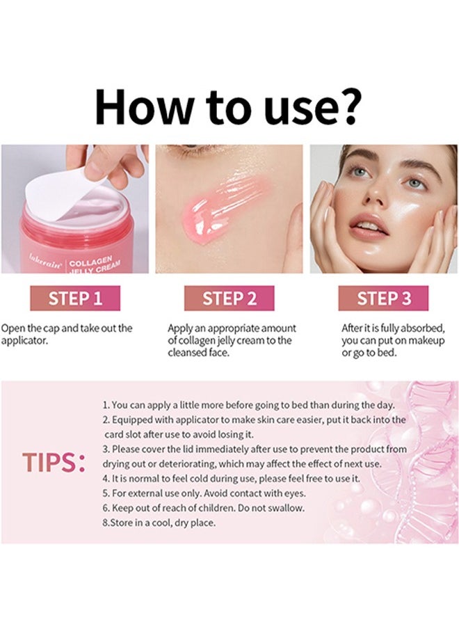 Collagen Jelly Cream—Niacinamide and Freeze,Dried Hydrolyzed Collagen,Boosts Skin's Barrier Hydration and Gives 24h Glow and Lifted Look,Korean Skincare