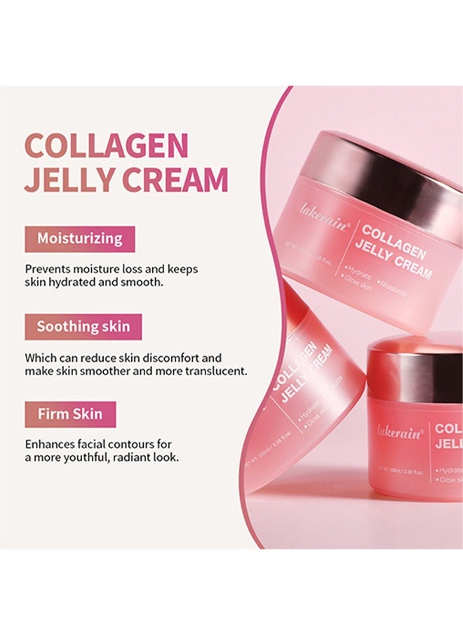 Collagen Jelly Cream—Niacinamide and Freeze,Dried Hydrolyzed Collagen,Boosts Skin's Barrier Hydration and Gives 24h Glow and Lifted Look,Korean Skincare