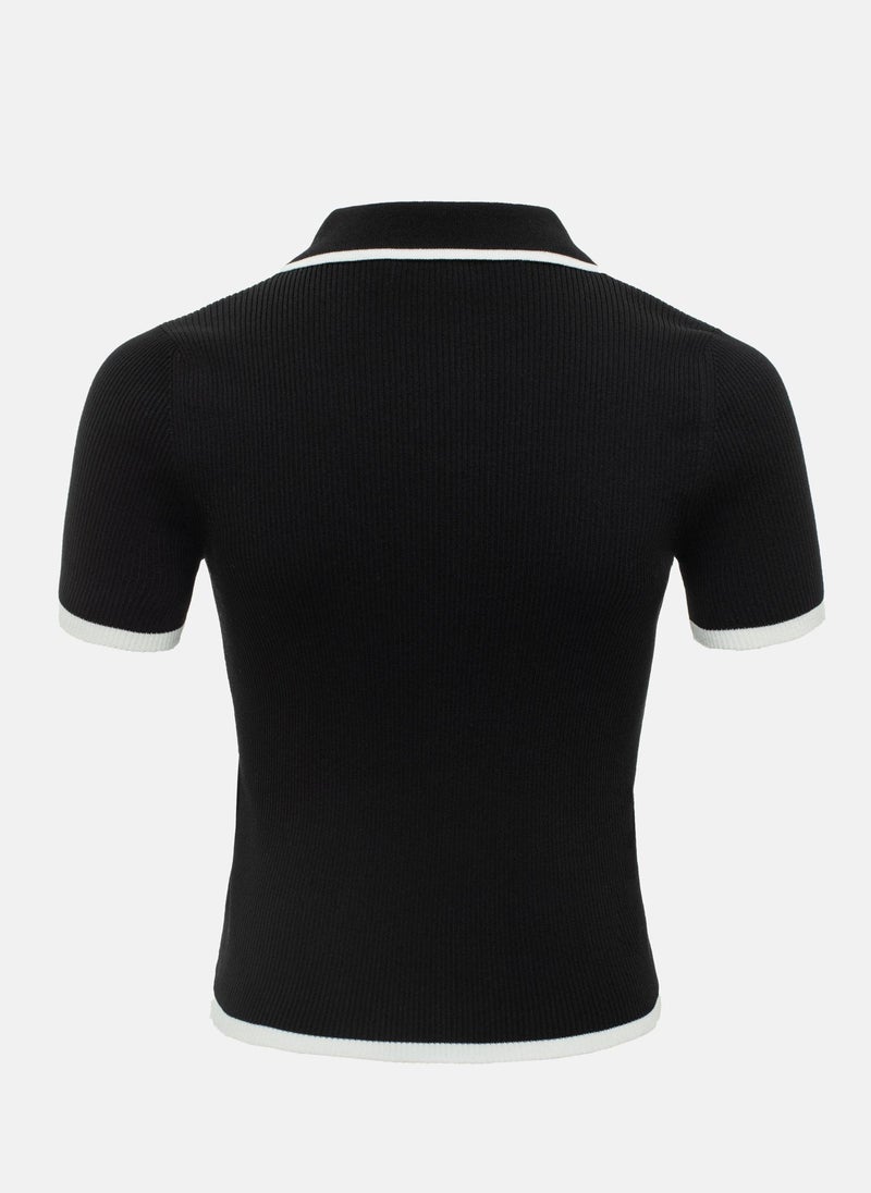 Cropped polo shirt