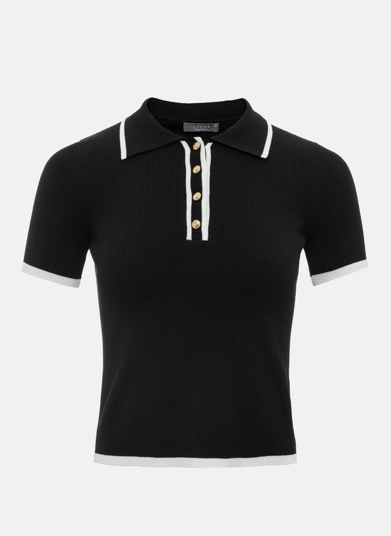Cropped polo shirt