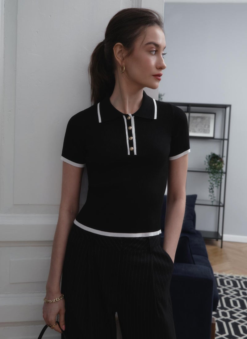 Cropped polo shirt
