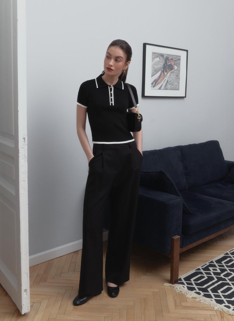 Cropped polo shirt