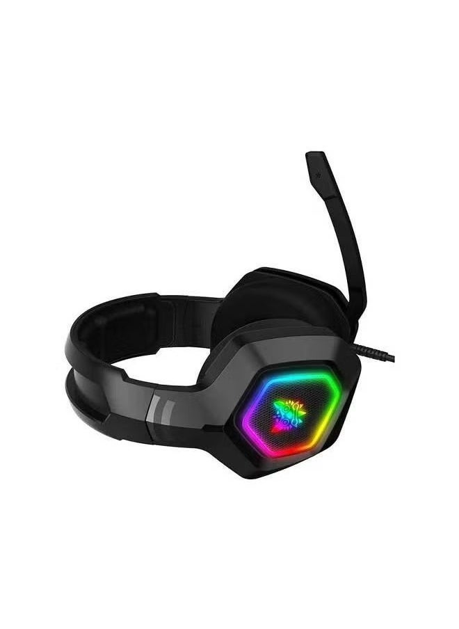 K10 Gaming Headset with Surround Sound – Pro Noise-Canceling Gaming Headphones with Mic & RGB LED Light, Adjustable Headband, Comfortable Earmuffs, Wired Gaming Headset for PS4, PS5, Xbox, PC, Switch