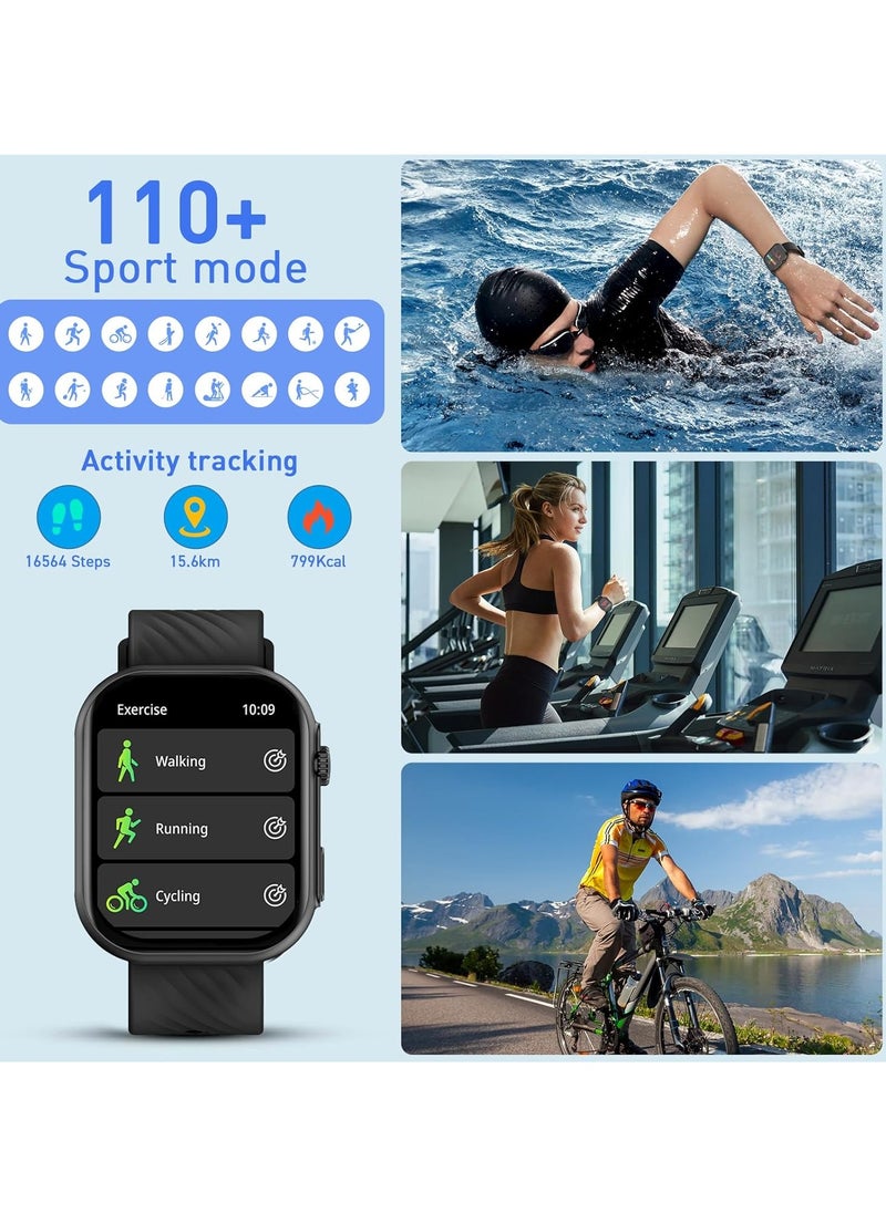 PEJE Smart Watch Answer/Make Call Smart Watches for Men AMOLED Display, IP68 Waterproof,Smartwatch With Muslim Reminders,Comprehensive Health Management,Compatible with iOS & Android (BLACK)