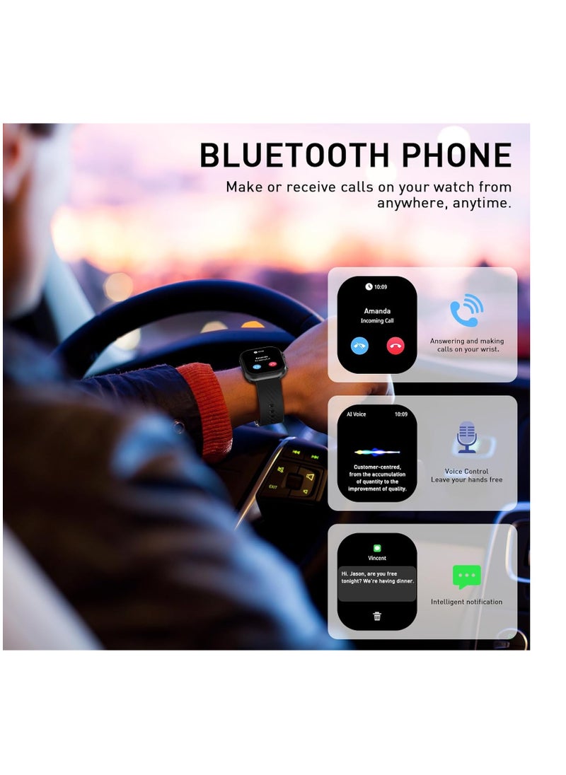 PEJE Smart Watch Answer/Make Call Smart Watches for Men AMOLED Display, IP68 Waterproof,Smartwatch With Muslim Reminders,Comprehensive Health Management,Compatible with iOS & Android (BLACK)