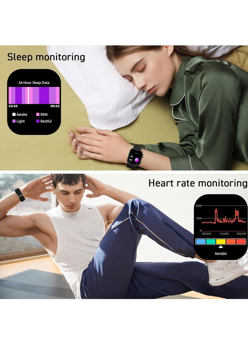 PEJE Smart Watch Answer/Make Call Smart Watches for Men AMOLED Display, IP68 Waterproof,Smartwatch With Muslim Reminders,Comprehensive Health Management,Compatible with iOS & Android (BLACK)