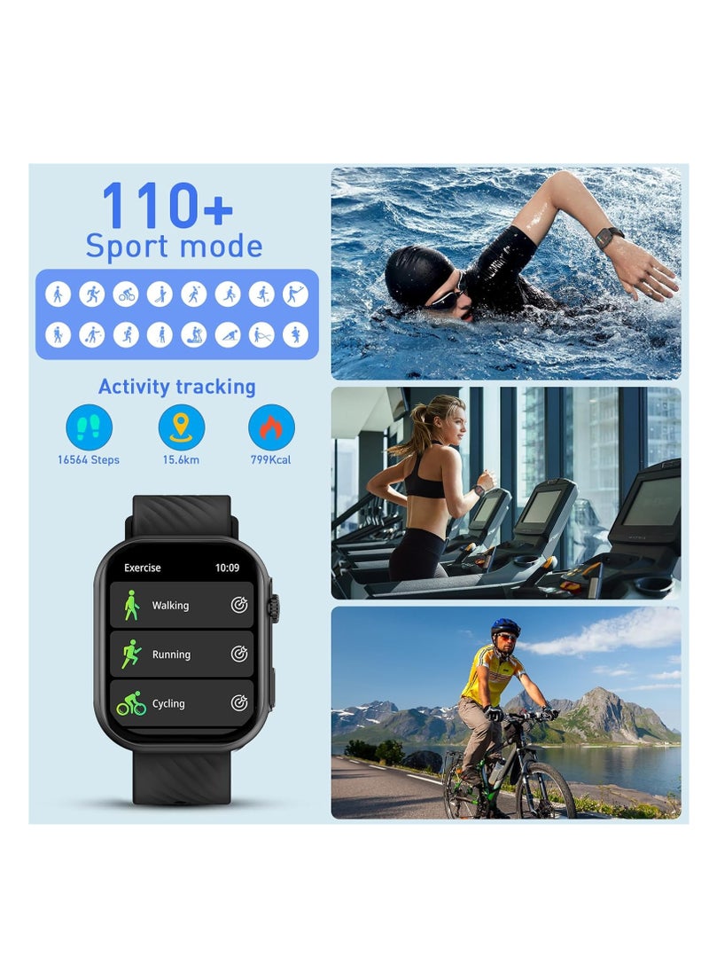 PEJE Smart Watch Answer/Make Call Smart Watches for Men AMOLED Display, IP68 Waterproof,Smartwatch With Muslim Reminders,Comprehensive Health Management,Compatible with iOS & Android (BLACK)