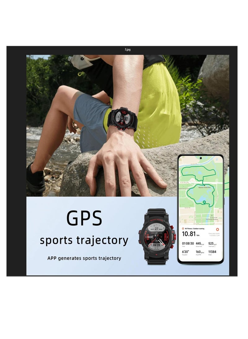 PEJE 1.39” Watch For Men,Smart Watch For Men with GPS,1ATM Waterproof Bluetooth calling Smart Watch,120+ Sport Modes, with SpO2/Heart Rate/Sleep Monitor,Smartwatch Compatible Android iOS (Black)