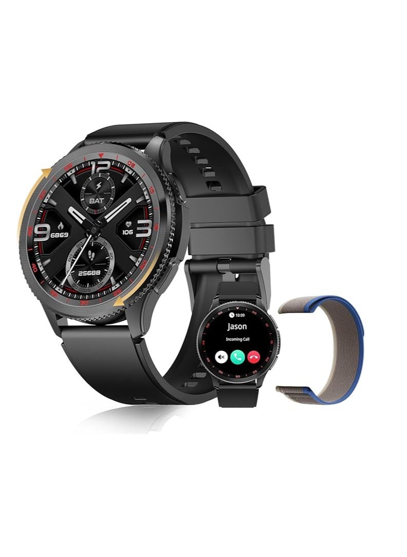 PEJE Rotatable Dial Smart Watch, Smart Watch for Men(Answer/Make Call),1.43 AMOLED Screen,123+ Sport Modes, 3ATM Waterproof Watch,with SpO2/Heart Rate/Sleep...black