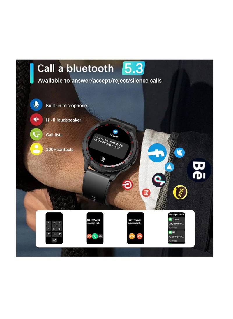 PEJE Rotatable Dial Smart Watch, Smart Watch for Men(Answer/Make Call),1.43 AMOLED Screen,123+ Sport Modes, 3ATM Waterproof Watch,with SpO2/Heart Rate/Sleep...black