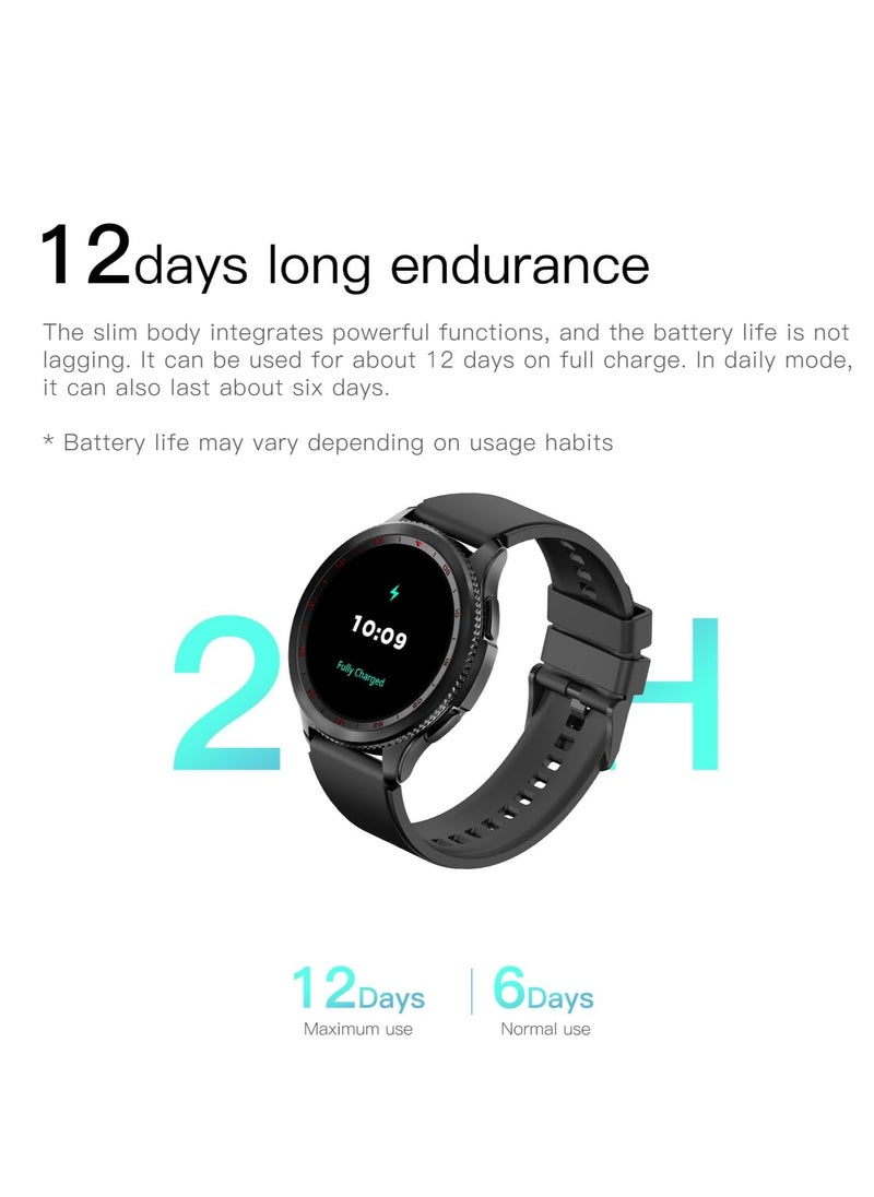 PEJE Rotatable Dial Smart Watch, Smart Watch for Men(Answer/Make Call),1.43 AMOLED Screen,123+ Sport Modes, 3ATM Waterproof Watch,with SpO2/Heart Rate/Sleep...black