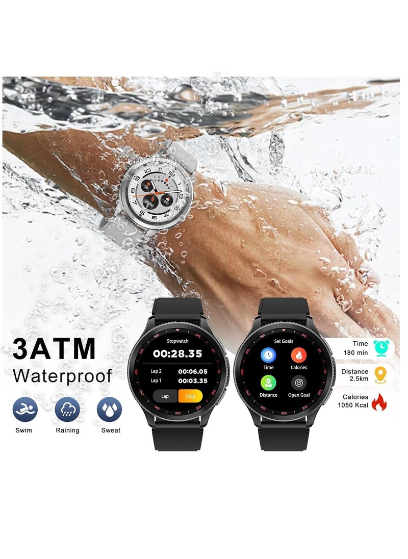PEJE Rotatable Dial Smart Watch, Smart Watch for Men(Answer/Make Call),1.43 AMOLED Screen,123+ Sport Modes, 3ATM Waterproof Watch,with SpO2/Heart Rate/Sleep...black