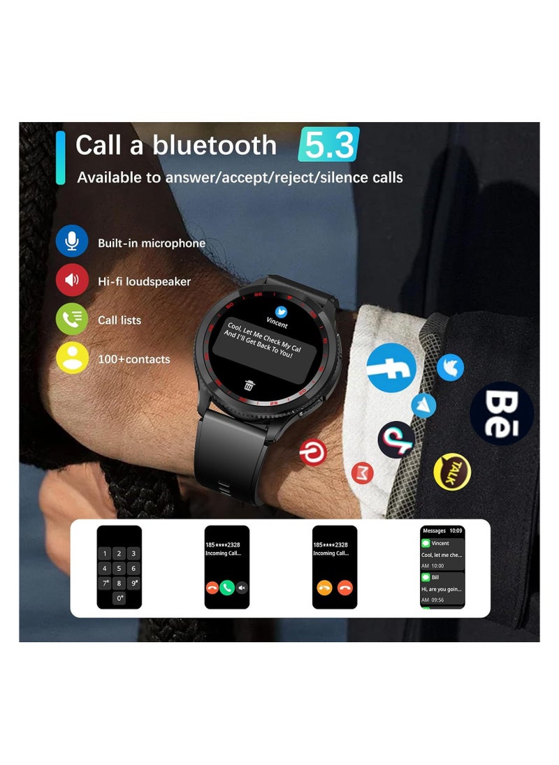 PEJE Rotatable Dial Smart Watch, Smart Watch for Men(Answer/Make Call),1.43 AMOLED Screen,123+ Sport Modes, 3ATM Waterproof Watch,with SpO2/Heart Rate/Sleep...blue
