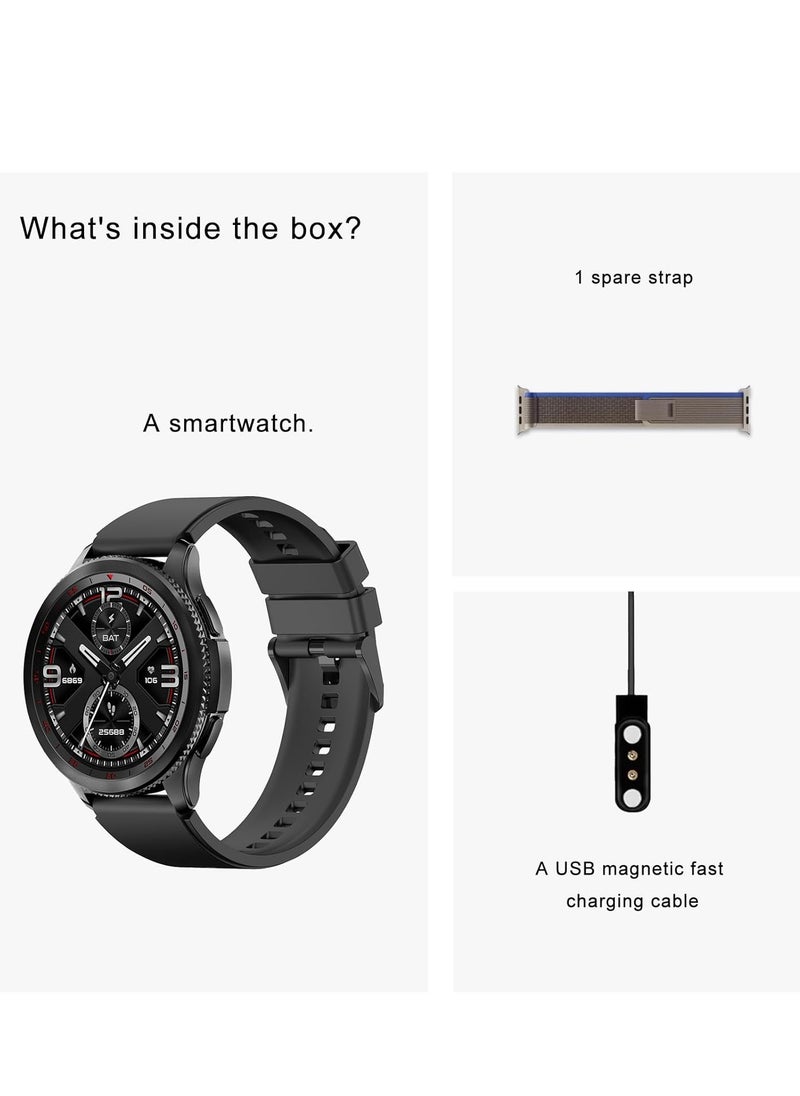 PEJE Rotatable Dial Smart Watch, Smart Watch for Men(Answer/Make Call),1.43 AMOLED Screen,123+ Sport Modes, 3ATM Waterproof Watch,with SpO2/Heart Rate/Sleep...blue