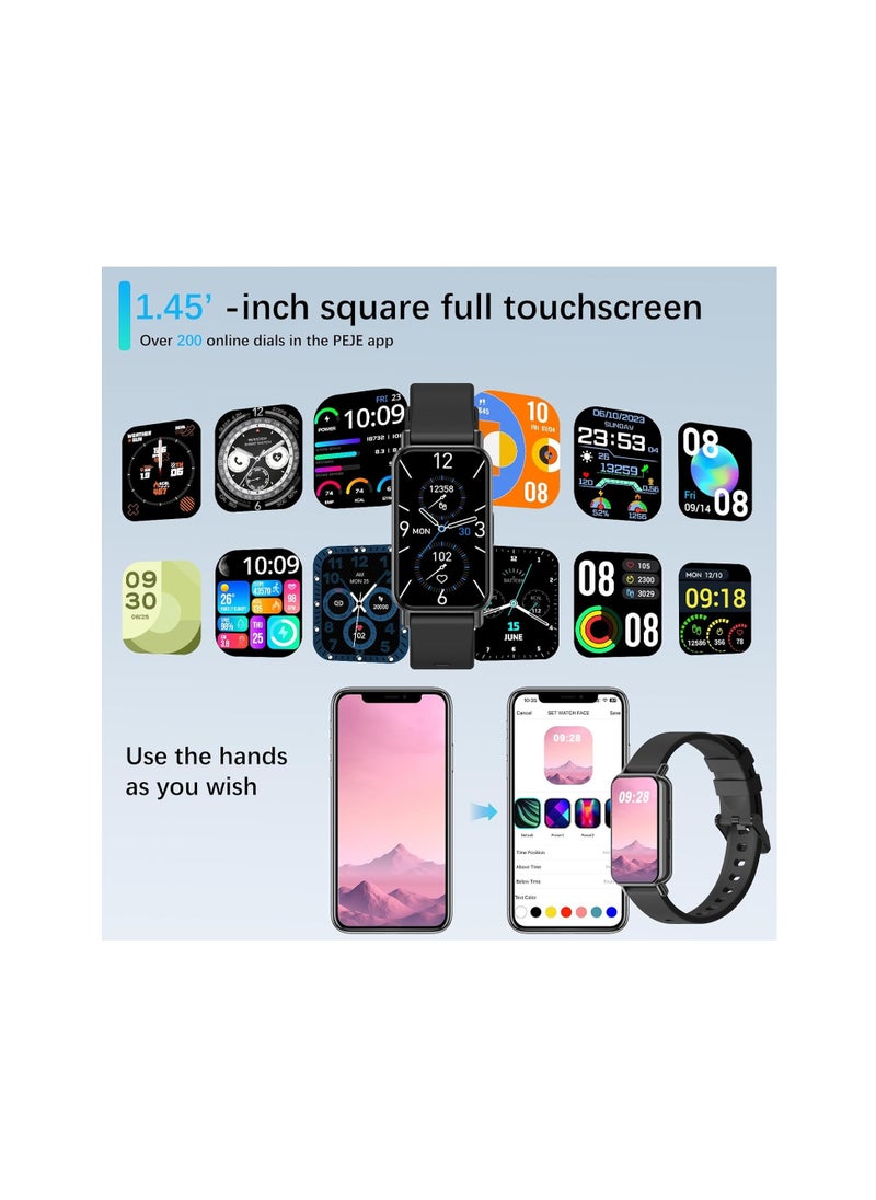 PEJE Smartwatch,Smart Watch for Men(Answer/Make Calls)1.45” HD Display,120+ Sport Modes,IP68 Waterproof Fitness Watch, with SpO2/Heart Rate/Sleep Monitor,Smartwatch Compatible Android iOS (Pink)