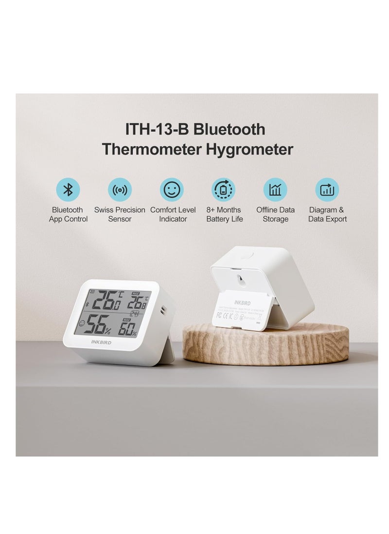 INKBIRD Bluetooth Thermometer Hygrometer ITH-13-B (2 Packs), Indoor Temperature and Humidity Monitor with APP