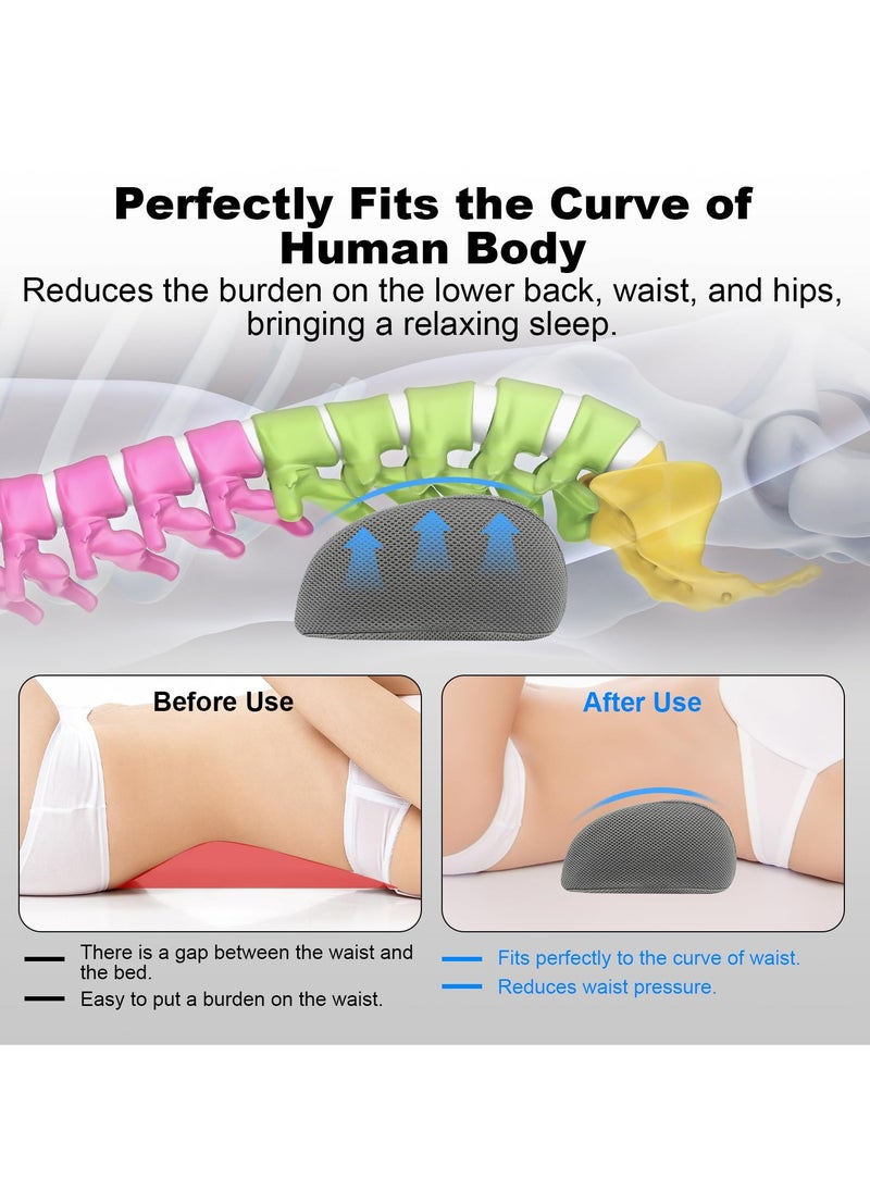 Memory Foam Lumbar Support Back Cushion, Orthopedic Back Pillow for Lower Back Pain Relief, Lumbar Support Cushion, for Bed Chair Car Office Travel Cushion (Grey)